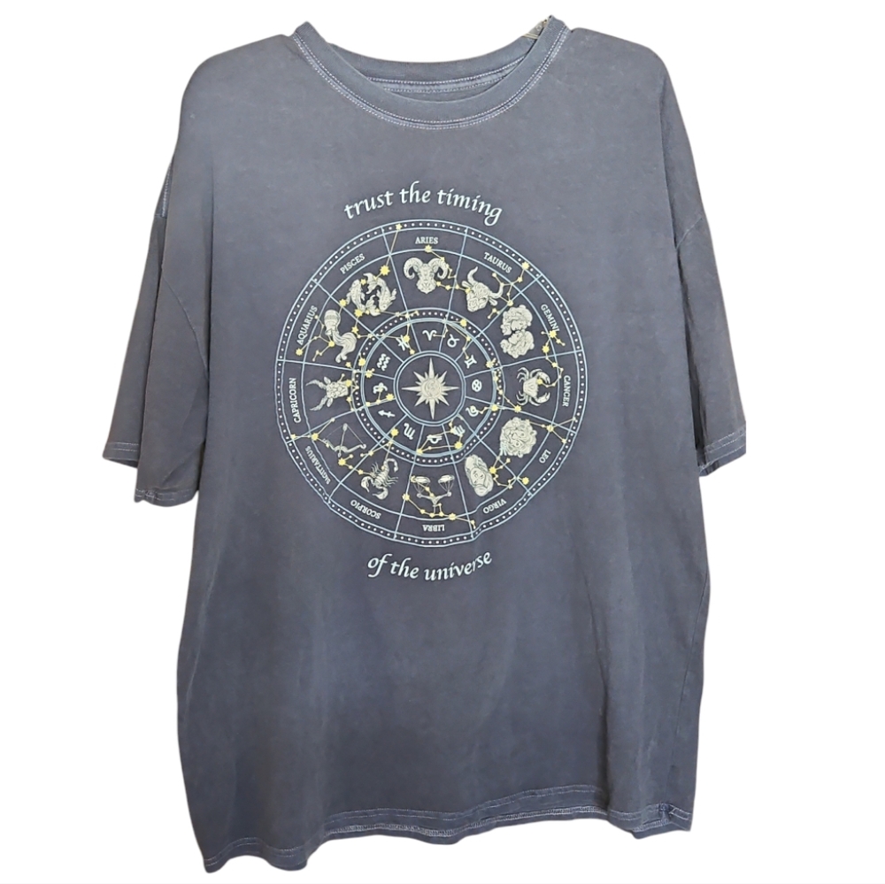 Pac Sun Golden Hour Blue Faded Zodiac Tee - Picture 2 of 4